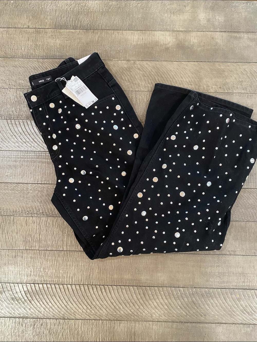 Mango Black Flared Jeans with Silver Studs
